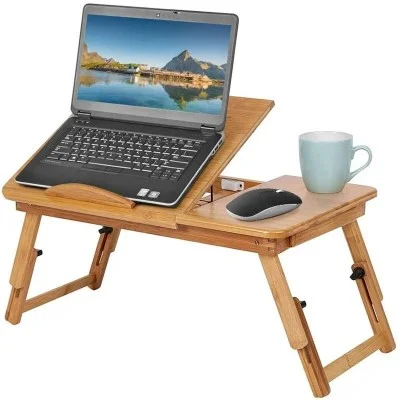 Bamboo Laptop Table With Drawer